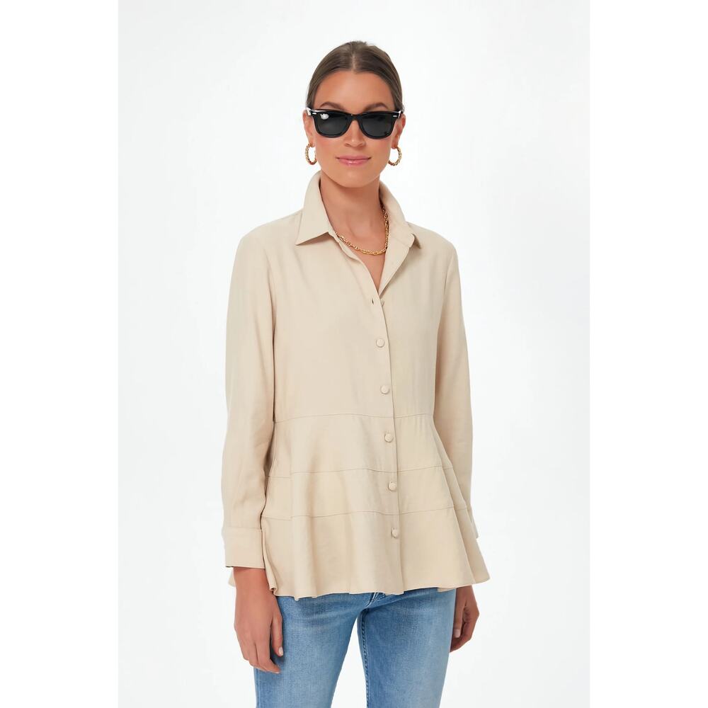 POMANDER PLACE  Tan Ashlen Blouse XS NWT